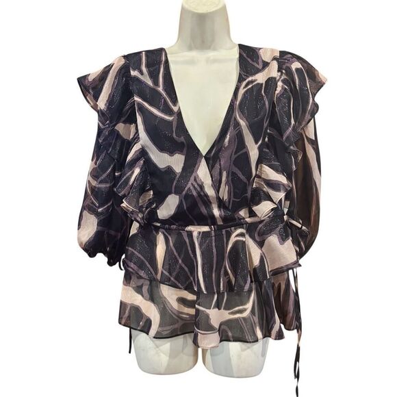 Ted Baker Womens Jasmyna Ruffle Blouse in Black NWT Size 2/ US 4-6 - Picture 3 of 7